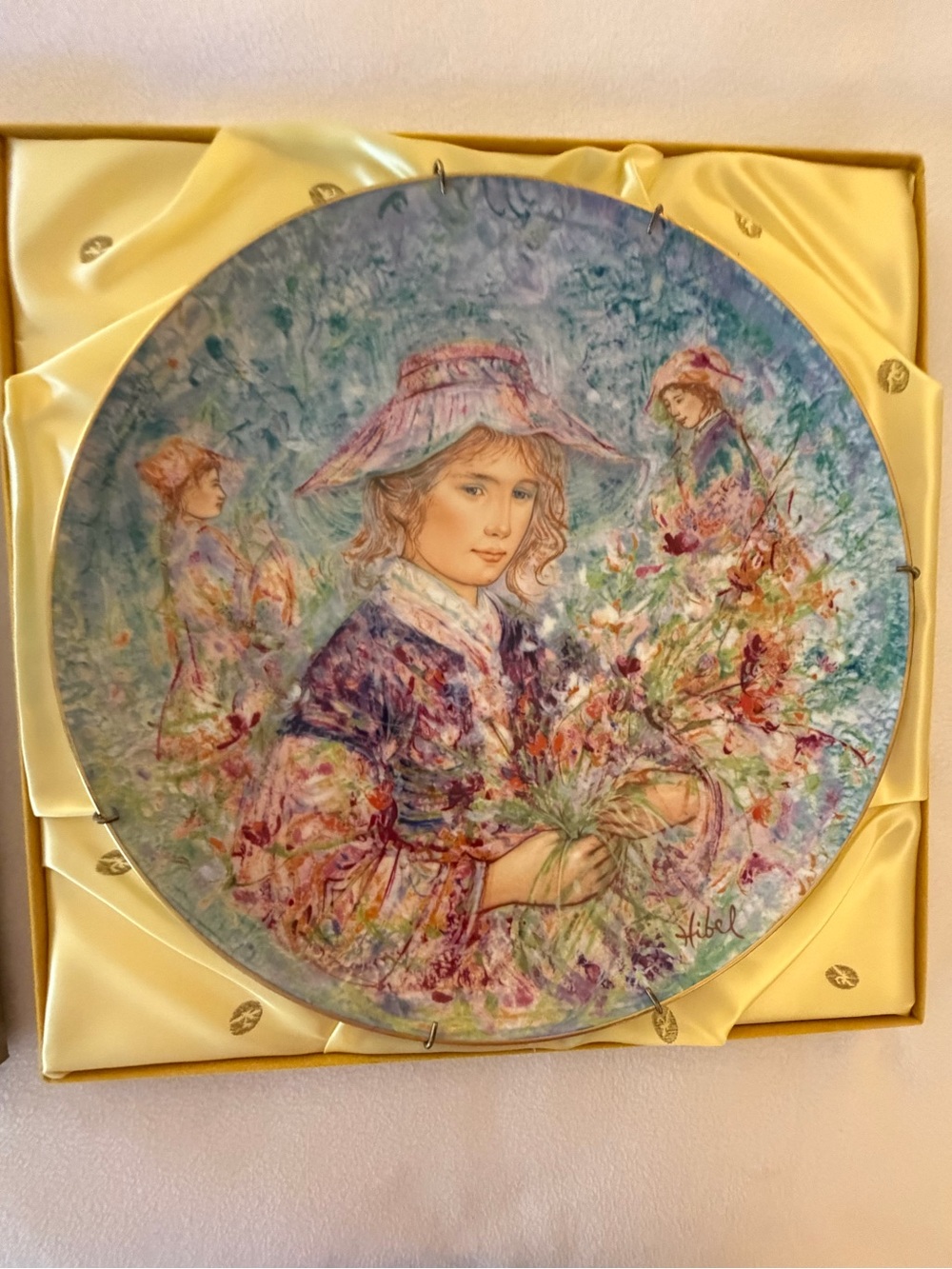 Edna Hibel Flower Girl of Provence Commemorative Plate in Box